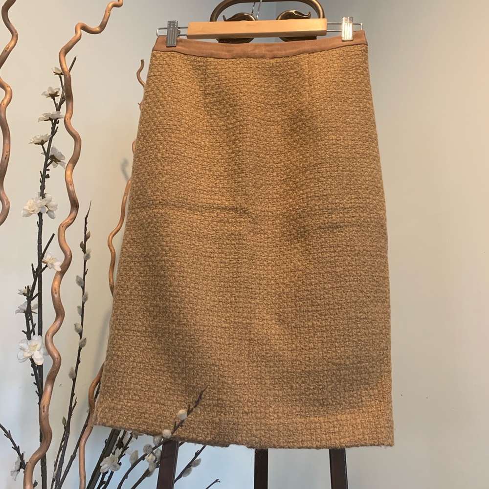 Boden Notre Dame Tan Tweed Pencil Skirt Size 2R